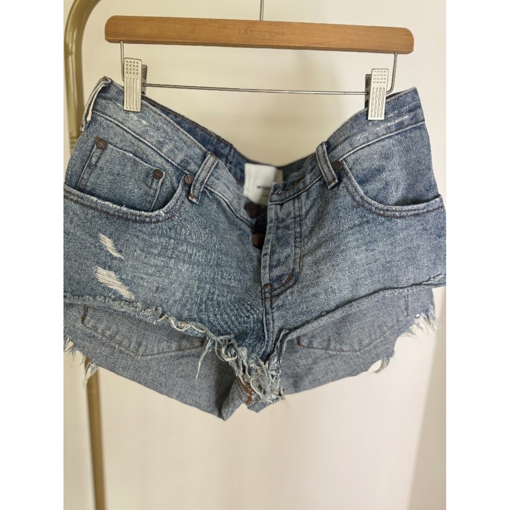 One Teaspoon Dukes Bonita Low Waist Denim Shorts Size 12 Distressed Cutoff - Picture 3 of 10